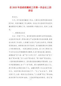 在2025年县政府廉政工作第一次会议上的讲话