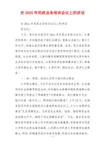 在2025年民政业务培训会议上的讲话