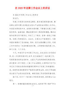 在2025年巡察工作会议上的讲话