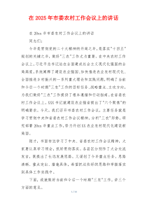 在2025年市委农村工作会议上的讲话