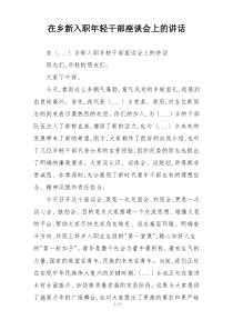 在乡新入职年轻干部座谈会上的讲话