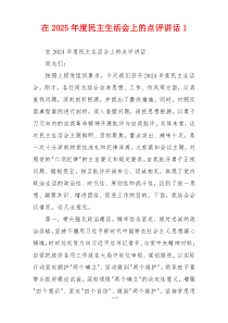 在2025年度民主生活会上的点评讲话1