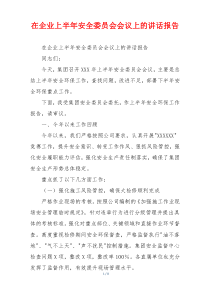 在企业上半年安全委员会会议上的讲话报告