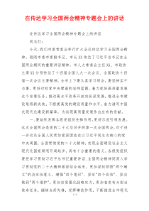 在传达学习全国两会精神专题会上的讲话