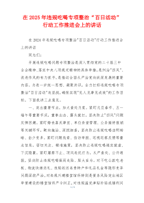 在2025年违规吃喝专项整治“百日活动”行动工作推进会上的讲话