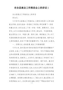 在全县就业工作推进会上的讲话1