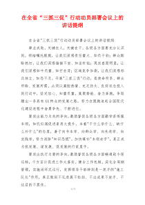 在全省“三抓三促”行动动员部署会议上的讲话提纲