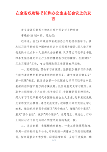 在全省政府秘书长和办公室主任会议上的发言