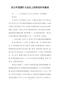 在公司党委扩大会议上的讲话作风建设