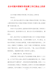 在乡村振兴领域专项巡察工作汇报会上的讲话