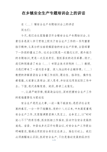 在乡镇安全生产专题培训会上的讲话