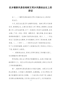 在乡镇移风易俗培树文明乡风推动会议上的讲话