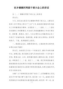 在乡镇镇村两级干部大会上的讲话