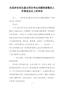 在县涉农民生重点项目突出问题排查整改工作推进会议上的讲话