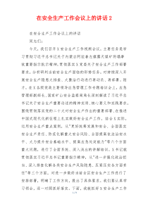 在安全生产工作会议上的讲话2