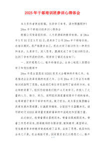 2025年干部培训班参训心得体会