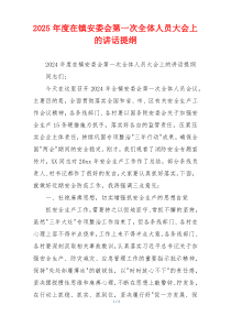 2025年度在镇安委会第一次全体人员大会上的讲话提纲