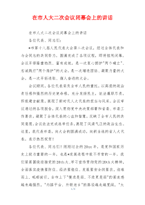 在市人大二次会议闭幕会上的讲话