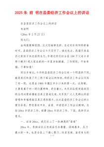 2025朱 前 明在县委经济工作会议上的讲话