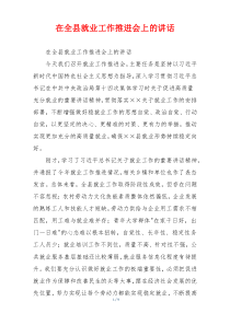 在全县就业工作推进会上的讲话