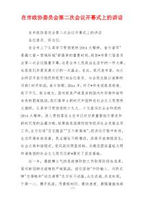 在市政协委员会第二次会议开幕式上的讲话