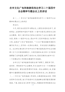 在市文化广电和旅游局传达学习二十届四中全会精神专题会议上的讲话