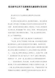 党支部书记关于支部规范化建设研讨发言材料