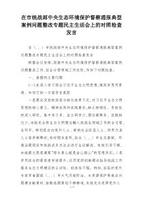 在市统战部中央生态环境保护督察通报典型案例问题整改专题民主生活会上的对照检查发言