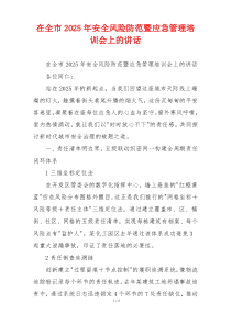 在全市2025年安全风险防范暨应急管理培训会上的讲话
