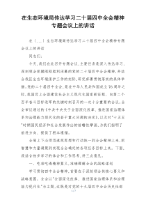 在生态环境局传达学习二十届四中全会精神专题会议上的讲话