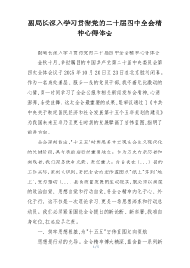 副局长深入学习贯彻党的二十届四中全会精神心得体会