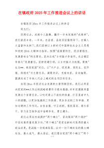 在镇政府2025年工作推进会议上的讲话