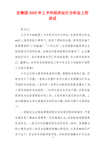 在集团2025年上半年经济运行分析会上的讲话