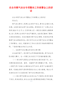 在全市燃气安全专项整治工作部署会上的讲话