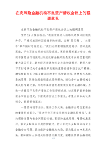 在高风险金融机构不良资产清收会议上的强调意见