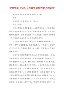 学校党委书记在五四青年表彰大会上的讲话
