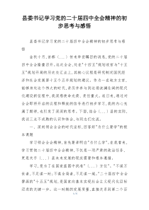 县委书记学习党的二十届四中全会精神的初步思考与感悟