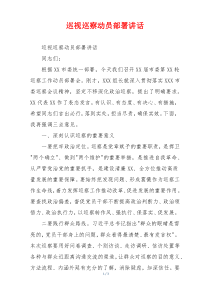 巡视巡察动员部署讲话