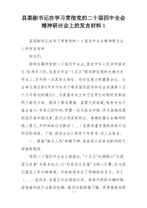 县委副书记在学习贯彻党的二十届四中全会精神研讨会上的发言材料1