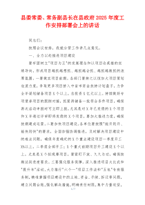 县委常委、常务副县长在县政府2025年度工作安排部署会上的讲话