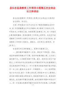县长在县委教育工作领导小组第五次全体会议主持讲话