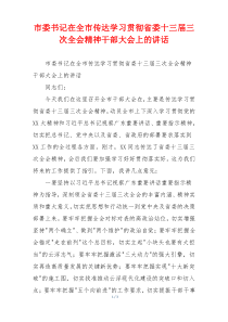 市委书记在全市传达学习贯彻省委十三届三次全会精神干部大会上的讲话
