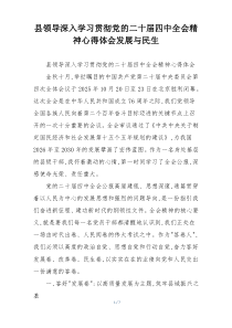 县领导深入学习贯彻党的二十届四中全会精神心得体会发展与民生
