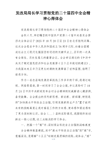 发改局局长学习贯彻党的二十届四中全会精神心得体会