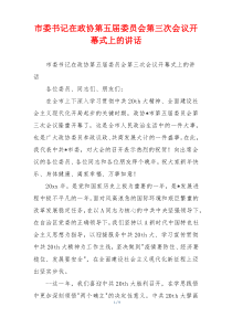 市委书记在政协第五届委员会第三次会议开幕式上的讲话