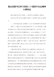 国企党委书记学习党的二十届四中全会精神心得体会