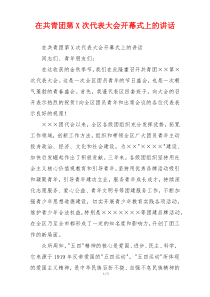 在共青团第X次代表大会开幕式上的讲话