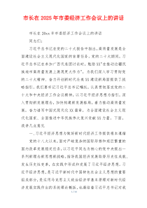 市长在2025年市委经济工作会议上的讲话