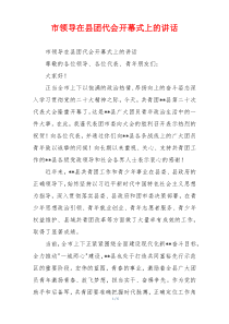 市领导在县团代会开幕式上的讲话