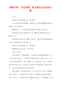 招商引资、产业发展、地方推介会议讲话5篇